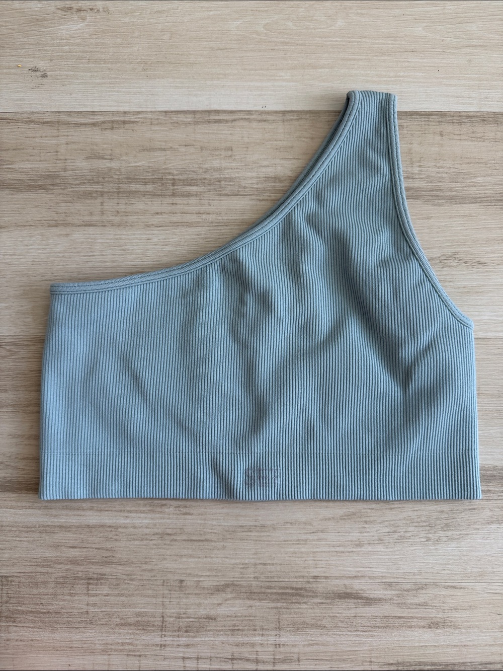 SET Active One-Shoulder Ribbed Crop Top in Light Blue
